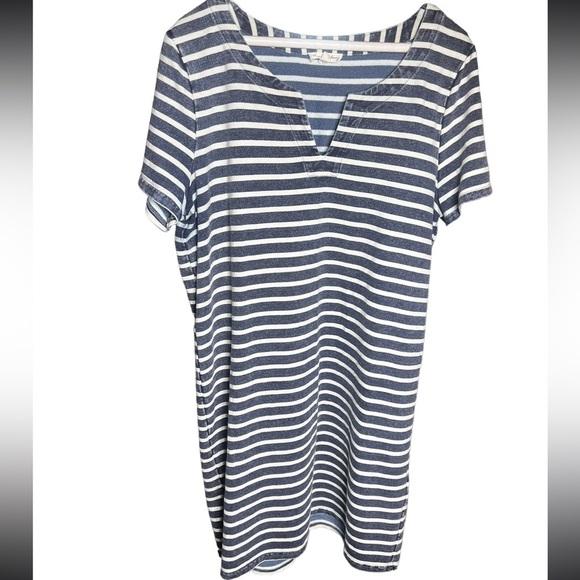 Jane and Delancey Navy White Striped Short Sleeve Dress Size L - Picture 2 of 5